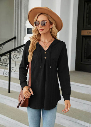 Long Sleeve Hooded Blouse - MimiStylez