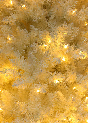 White 6.5ft, 250 Lights, Warm Color 8 Mode, 719 Branches, Pointed Pencil Christmas Tree