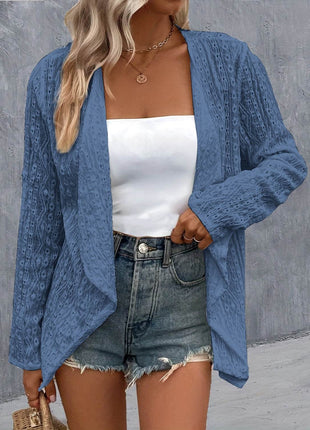 Eyelet Roll-Tab Sleeve Cardigan - MimiStylez