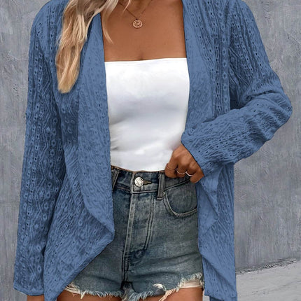 Eyelet Roll-Tab Sleeve Cardigan - MimiStylez
