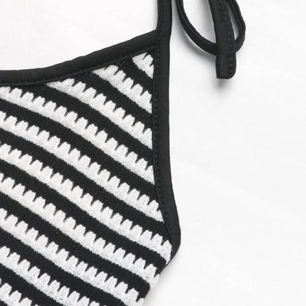 Perfee Striped Halter Neck Top and Slit Skirt Set - MimiStylez