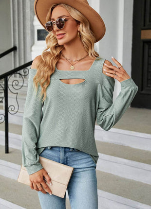 Cold Shoulder Square Neck Cutout Blouse - MimiStylez