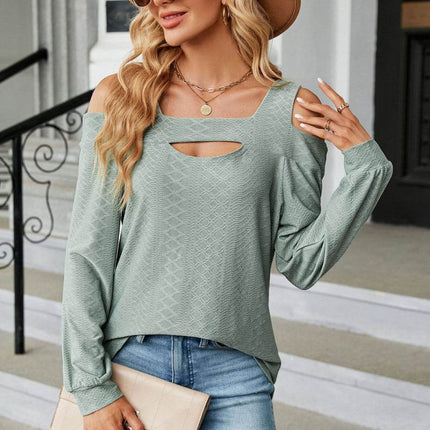 Cold Shoulder Square Neck Cutout Blouse - MimiStylez