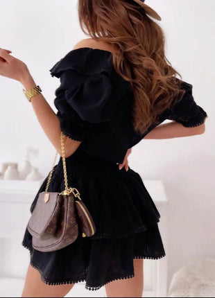 Ruffled Smocked Layered Mini Dress - MimiStylez