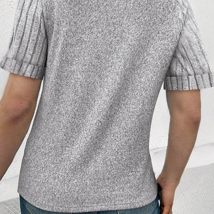 Round Neck Short Sleeve T-Shirt - MimiStylez