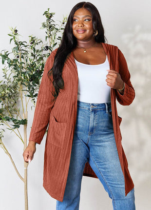 Basic Bae Full Size Hooded Sweater Cardigan - MimiStylez