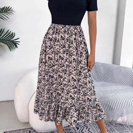 Printed Off-Shoulder Ruffle Hem Dress - MimiStylez
