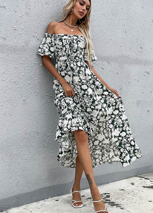 Floral Slit Off-Shoulder Midi Dress - MimiStylez