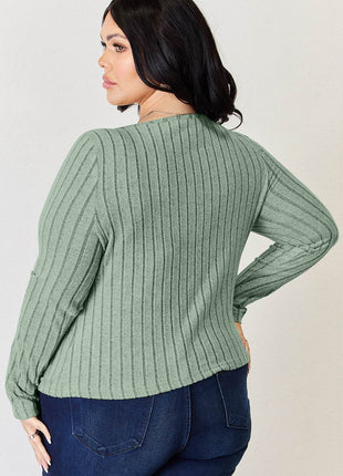 Basic Bae Full Size Ribbed Long Sleeve T-Shirt - MimiStylez