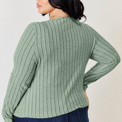 Basic Bae Full Size Ribbed Long Sleeve T-Shirt - MimiStylez
