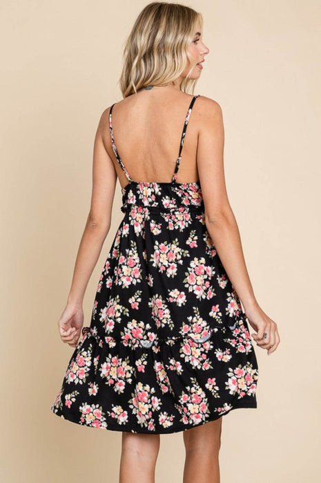 Culture Code Full Size Floral Frill Cami Dress - MimiStylez