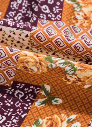 Printed Collared Neck Three-Quarter Sleeve Mini Shirt Dress - MimiStylez