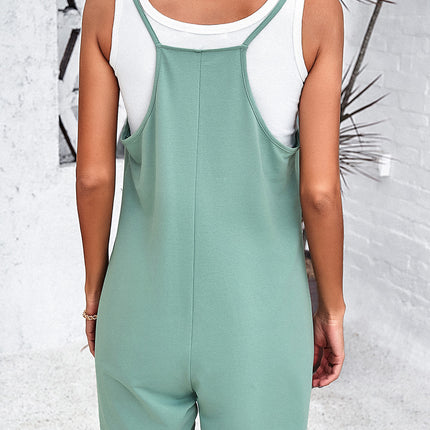 Spaghetti Strap Romper with Pockets