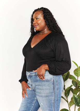 Culture Code Full Size V- Neck Bodysuit - MimiStylez