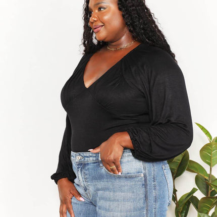Culture Code Full Size V- Neck Bodysuit - MimiStylez