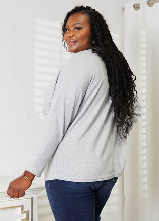 Double Take Seam Detail Round Neck Long Sleeve Top - MimiStylez