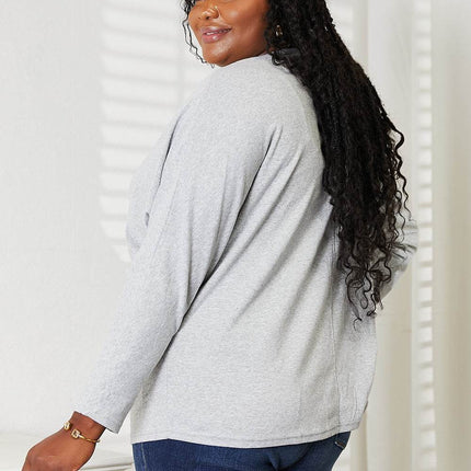 Double Take Seam Detail Round Neck Long Sleeve Top - MimiStylez