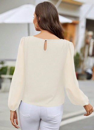 Round Neck Long Sleeve Blouse - MimiStylez