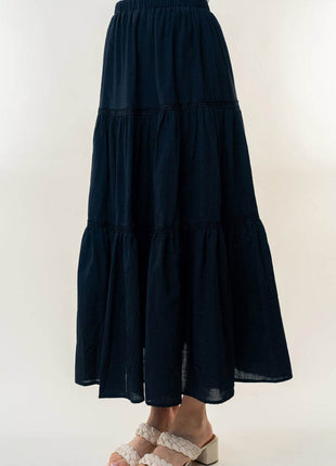 White Birch High Waisted Tiered Maxi Skirt - MimiStylez