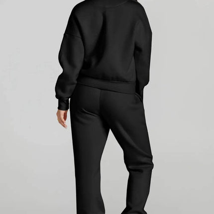 Quarter Zip Top and Drawstring Pants Active Set - MimiStylez