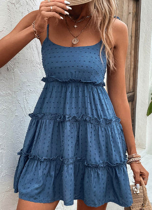 Frill Spaghetti Strap Tiered Dress - MimiStylez