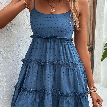 Frill Spaghetti Strap Tiered Dress - MimiStylez