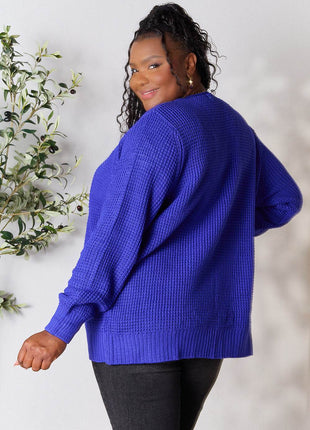 Zenana Full Size Waffle-Knit Open Front Cardigan - MimiStylez