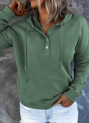 Dropped Shoulder Long Sleeve Hoodie with Pocket - MimiStylez