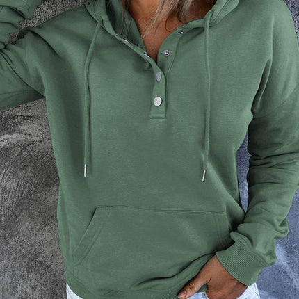 Dropped Shoulder Long Sleeve Hoodie with Pocket - MimiStylez