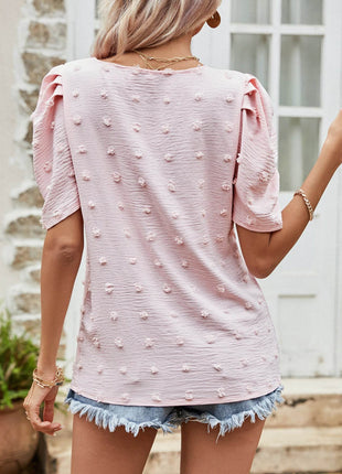 Swiss Dot Short Puff Sleeve Top - MimiStylez