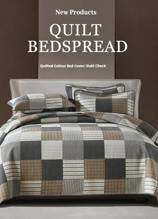Bedspread Reversible Pure Cotton Dense Printed Quilted Three-piece Set