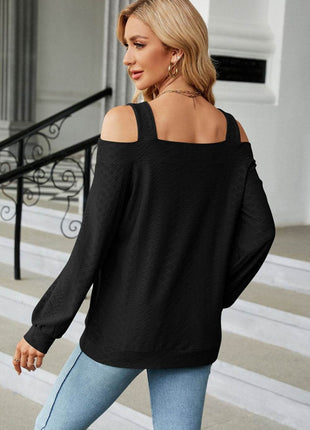 Cold Shoulder Square Neck Cutout Blouse - MimiStylez