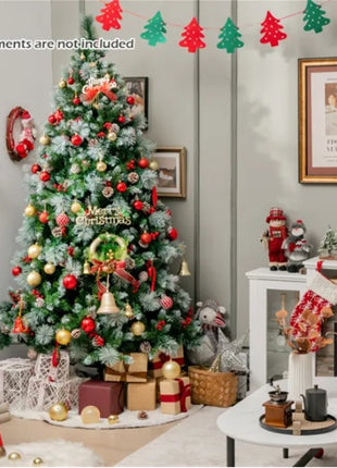 7ft Pre-Lit Christmas Tree - 70 Red Berries  70 Pine Cones, Changeable Lights & Auto-Stretching Branches, Ideal For Home Office Parties