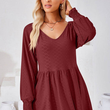 V-Neck Lantern Sleeve Blouse - MimiStylez