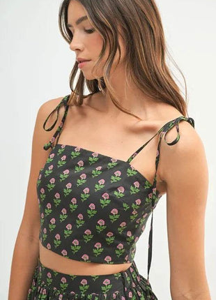 MABLE Floral Crop Top and Skirt Set - MimiStylez