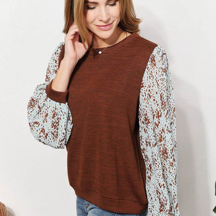 And The Why Full Size Foil Printed Sleeve Top - MimiStylez