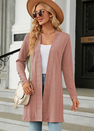 Open Front Long Sleeve Cardigan - MimiStylez