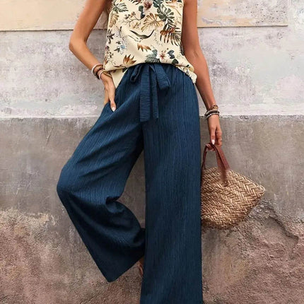 Printed Tank Top and Wide Leg Pants Set - MimiStylez