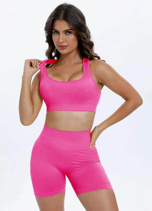 Scoop Neck Wide Strap Top and Shorts Active Set - MimiStylez