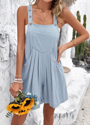 Square Neck Wide Strap Overalls - MimiStylez