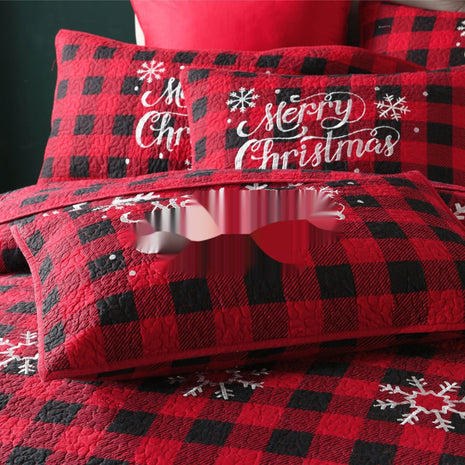 Christmas Cotton Snowflake Embroidery Quilt Three-piece Set