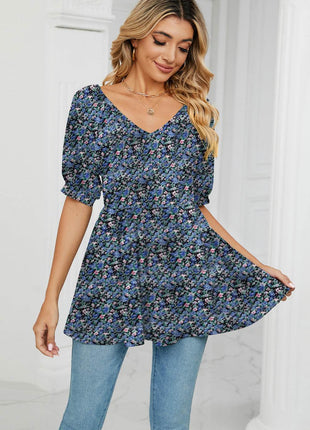 V-Neck Babydoll Blouse - MimiStylez