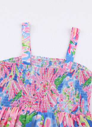 Floral Smocked Square Neck Jumpsuit with Pockets - MimiStylez