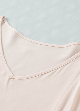 V-Neck Flounce Sleeve Babydoll Blouse - MimiStylez