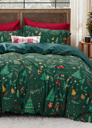 Christmas Santa Claus Bed Three-piece Duvet Set