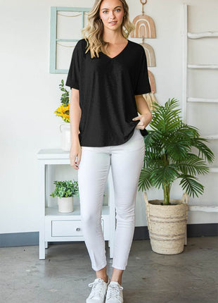 Heimish Full Size V-Neck Short Sleeve T-Shirt - MimiStylez