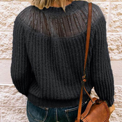 Round Neck Rib-Knit Sweater - MimiStylez