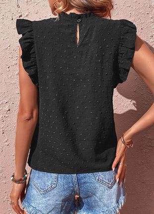 Swiss Dot Butterfly Sleeve Top - MimiStylez