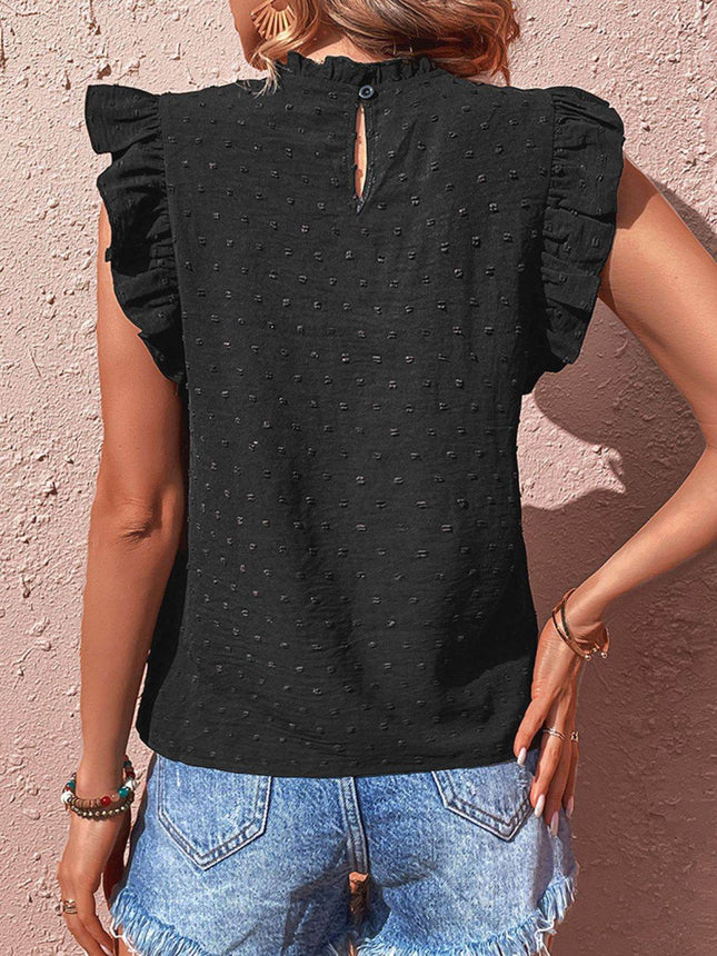 Swiss Dot Butterfly Sleeve Top - MimiStylez
