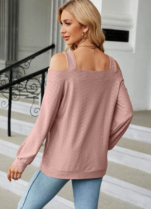 Cold Shoulder Square Neck Cutout Blouse - MimiStylez